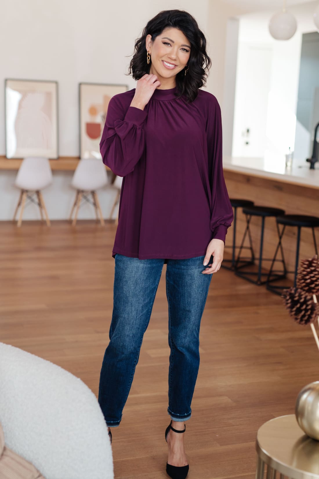 Closing Time Mock Neck Blouse | Tops