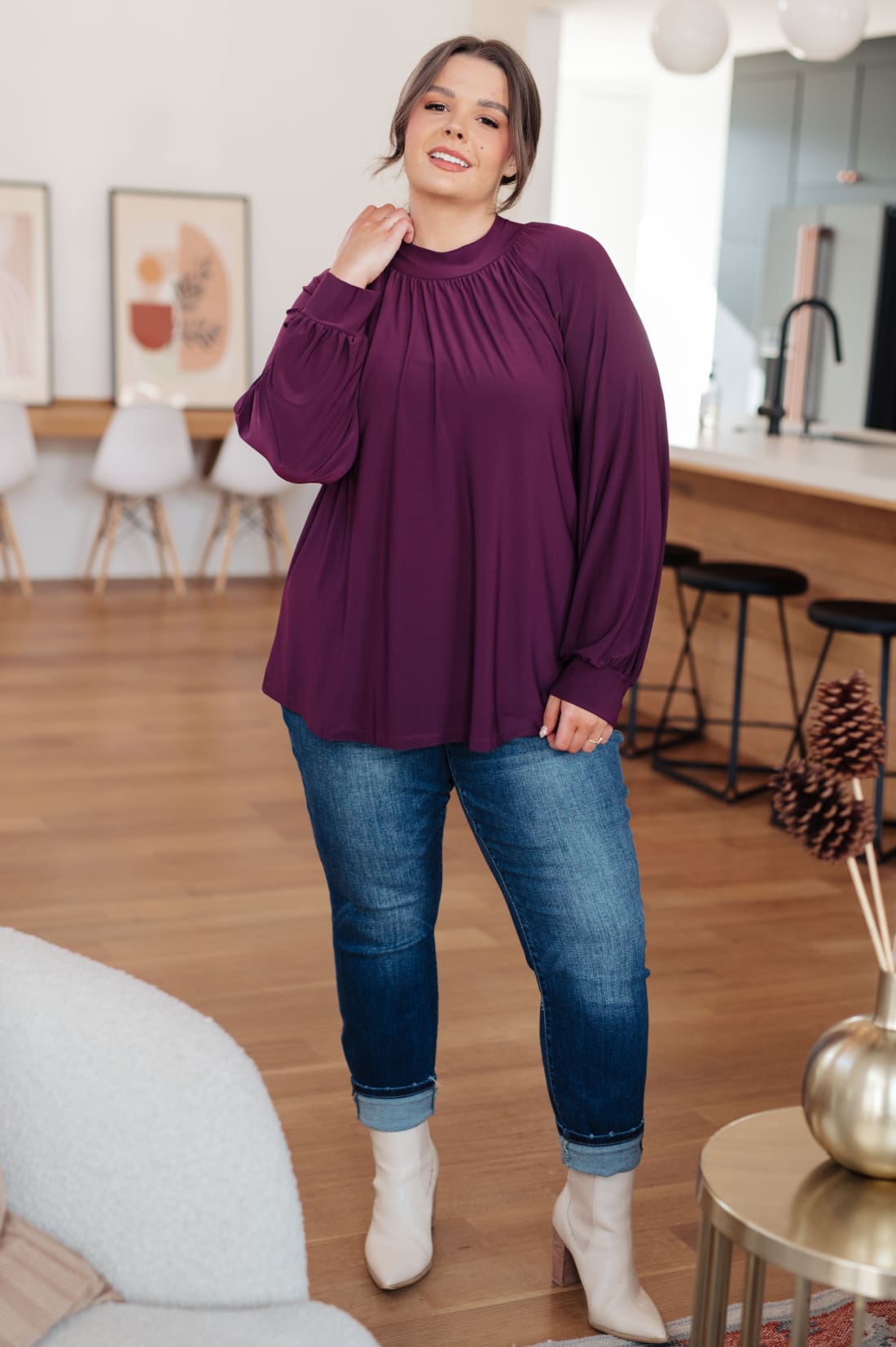 Closing Time Mock Neck Blouse | Tops