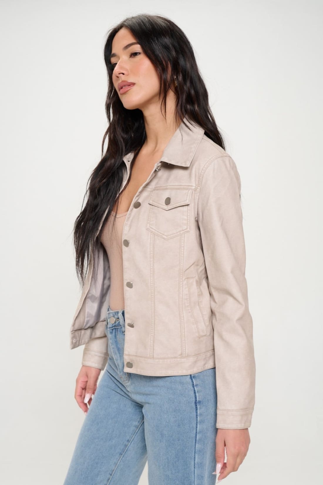 Coalition LA Button Down Cargo Vegan Leather Shacket | Jackets & Coats