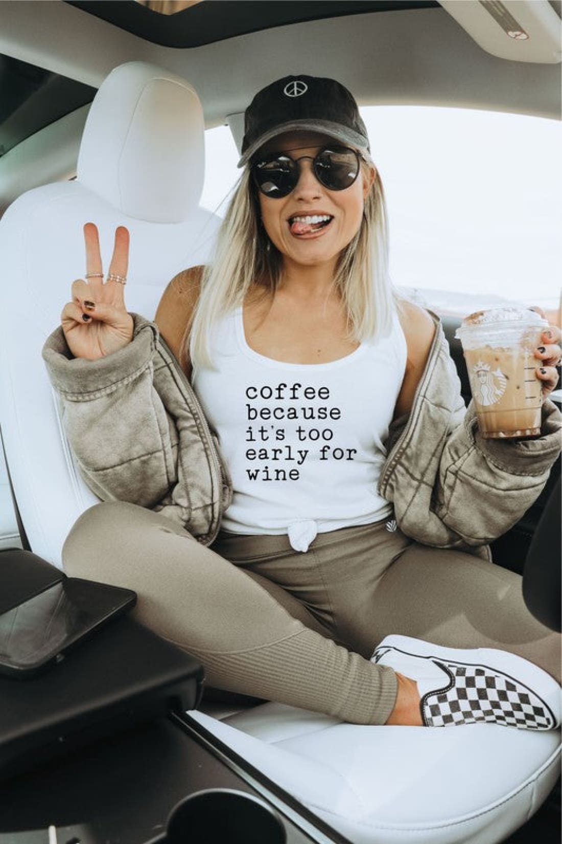 Coffee Because It’s Too Early For Wine Tank | Graphic Tee