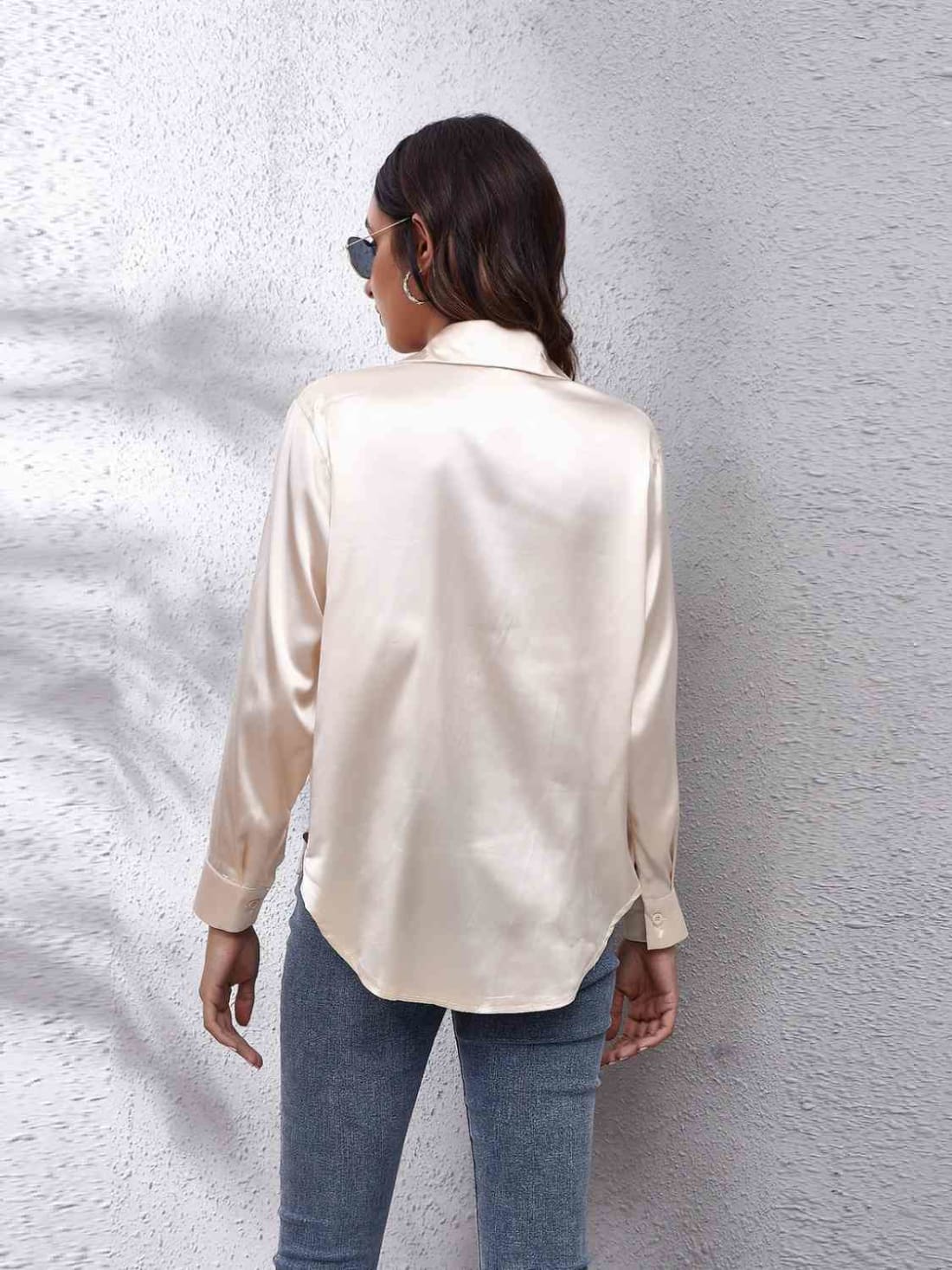 Collared Neck Buttoned Long Sleeve Shirt | Blouses & Shirts