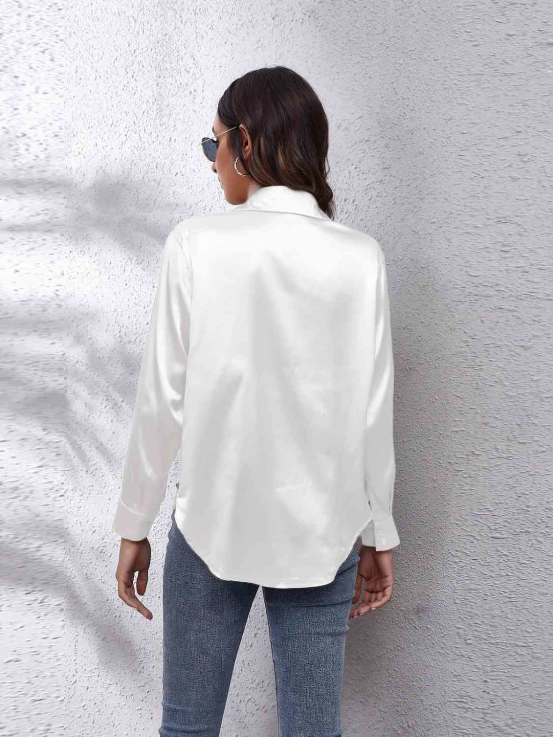 Collared Neck Buttoned Long Sleeve Shirt | Blouses & Shirts