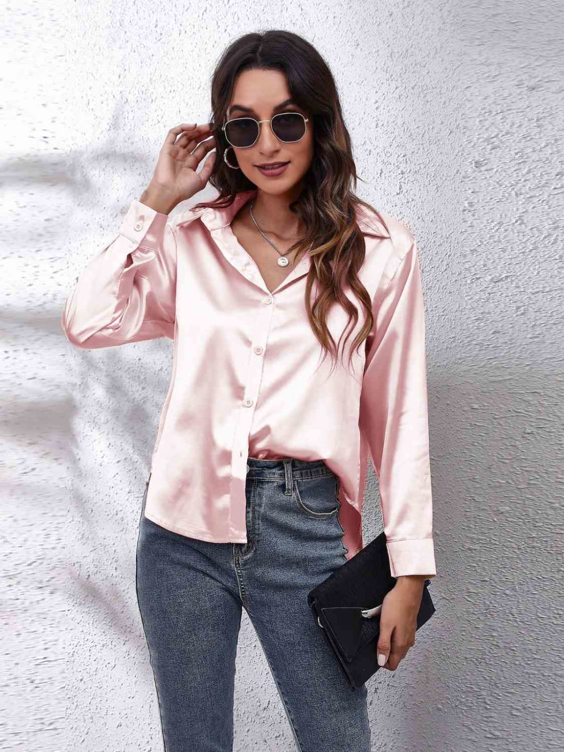 Satin Long Sleeve Shirt | Blouses & Shirts