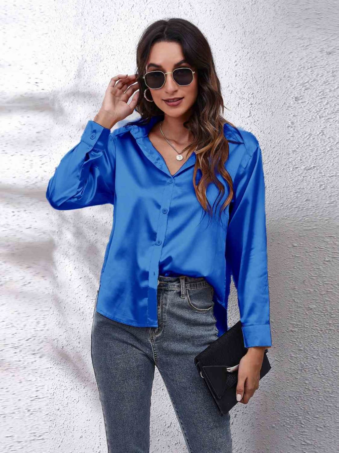 Satin Long Sleeve Shirt | Blouses & Shirts