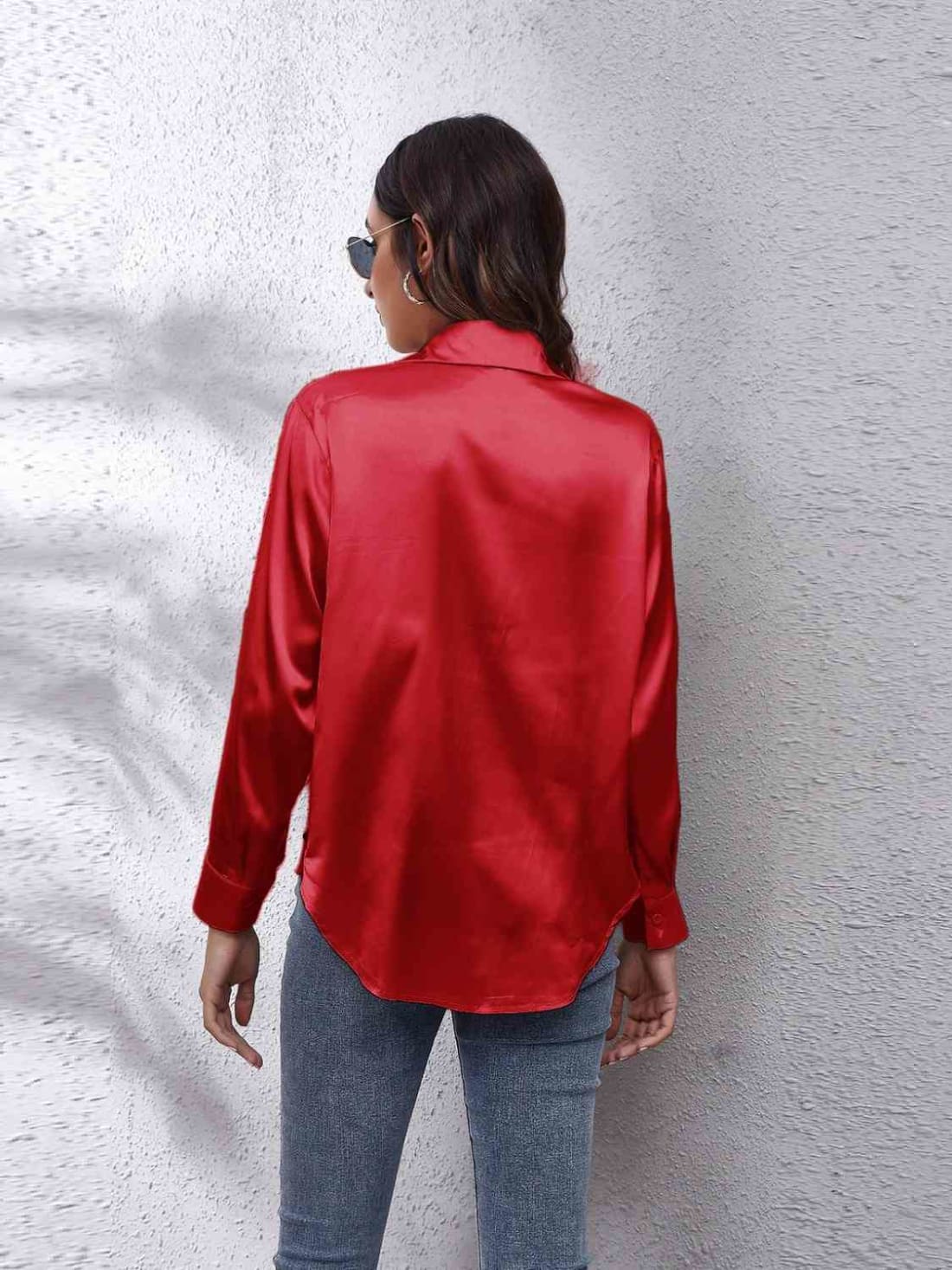 Collared Neck Buttoned Long Sleeve Shirt | Blouses & Shirts