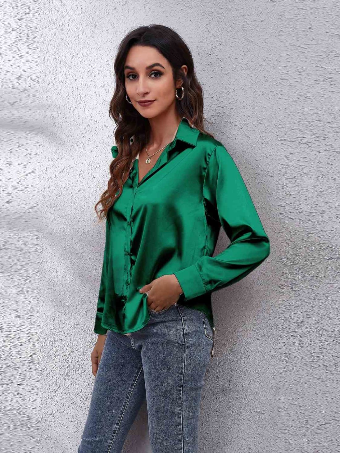 Collared Neck Buttoned Long Sleeve Shirt | Blouses & Shirts