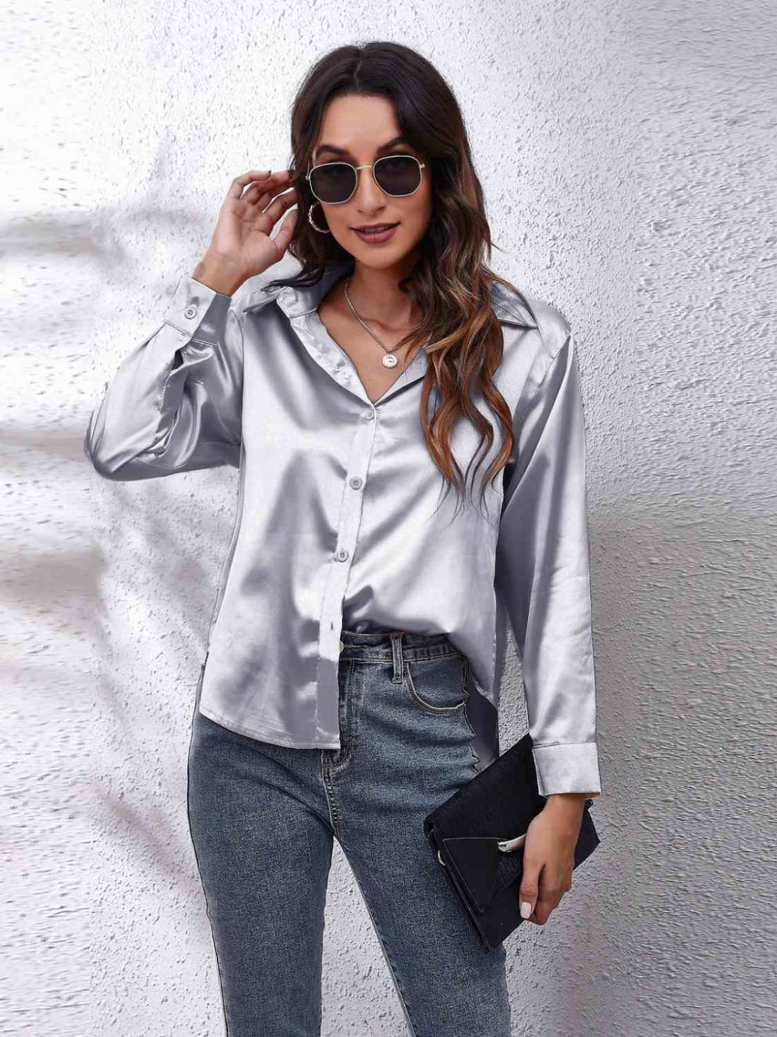 Satin Long Sleeve Shirt | Blouses & Shirts