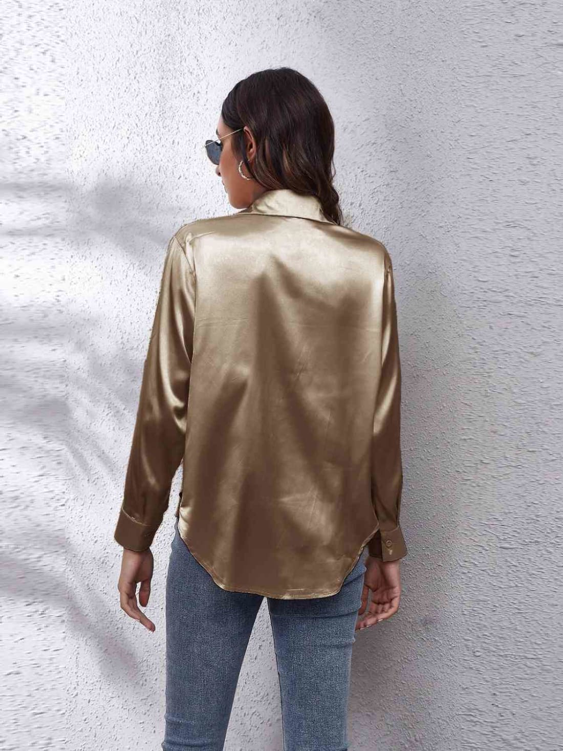 Satin Long Sleeve Shirt | Blouses & Shirts