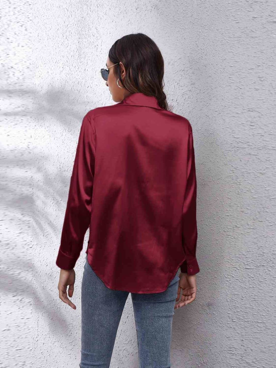 Satin Long Sleeve Shirt | Blouses & Shirts