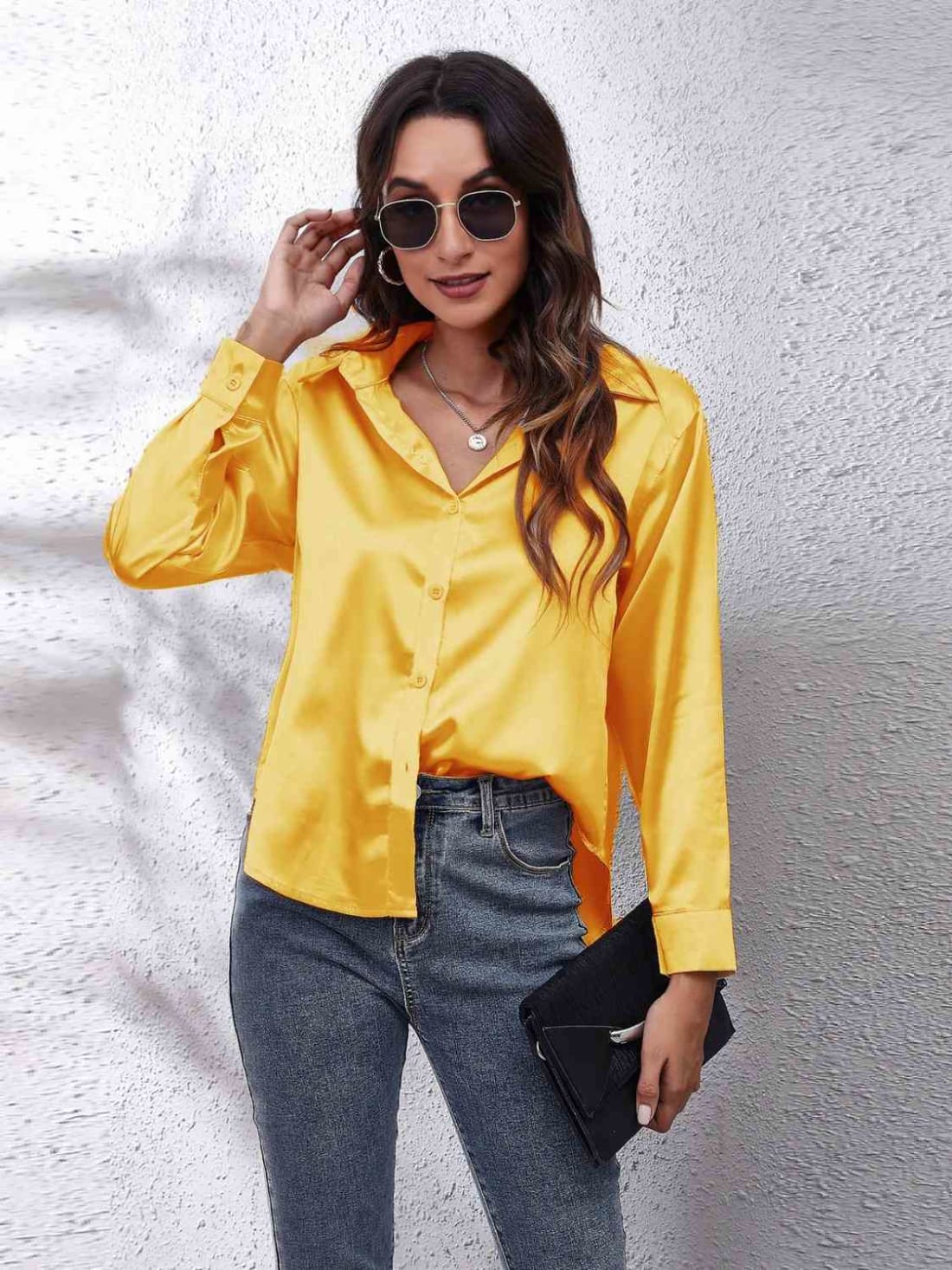 Satin Long Sleeve Shirt | Blouses & Shirts