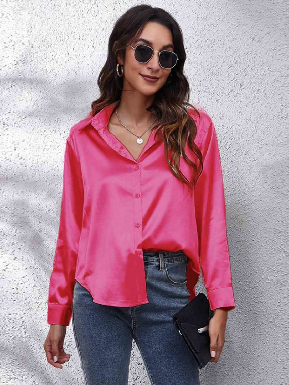 Collared Neck Buttoned Long Sleeve Shirt | Blouses & Shirts