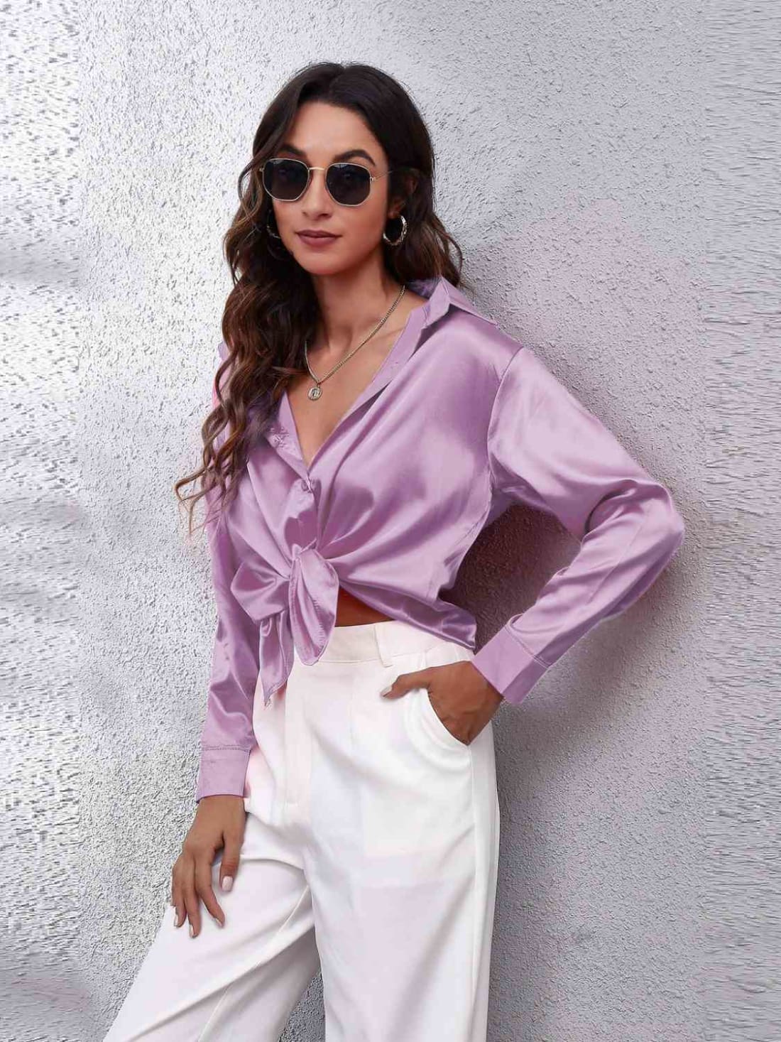 Satin Long Sleeve Shirt | Blouses & Shirts