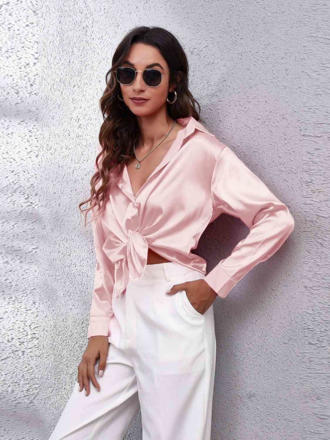 Satin Long Sleeve Shirt | Blouses & Shirts