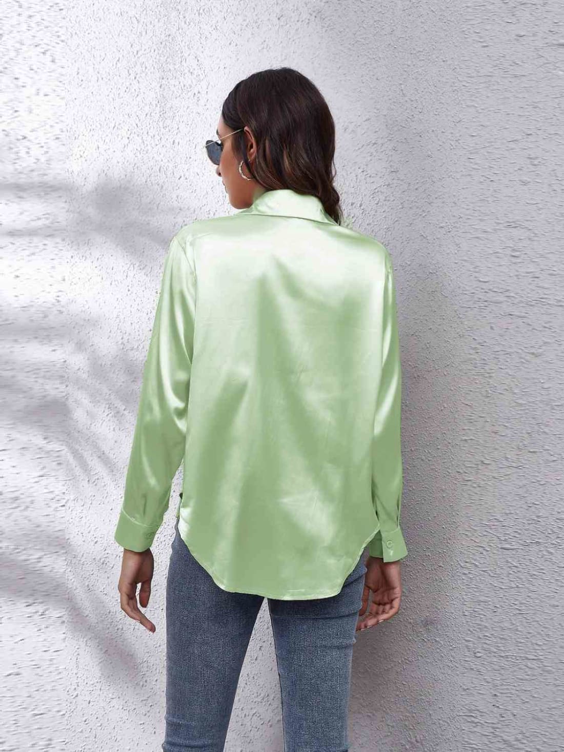 Collared Neck Buttoned Long Sleeve Shirt | Blouses & Shirts