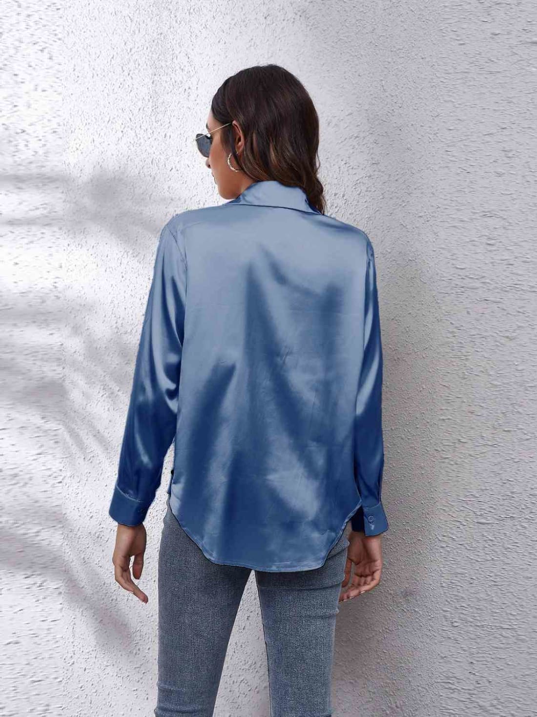 Collared Neck Buttoned Long Sleeve Shirt | Blouses & Shirts