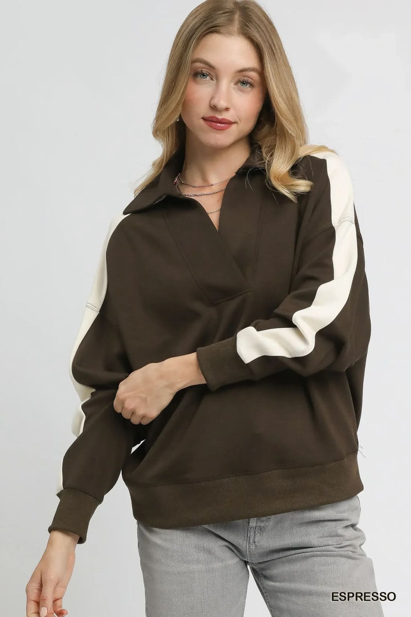 Color Block Polo Sweatshirt
