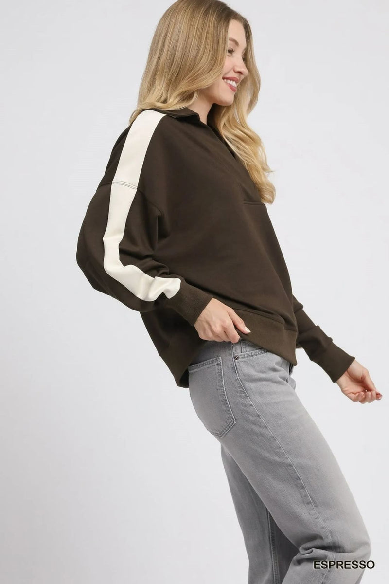 Color Block Polo Sweatshirt