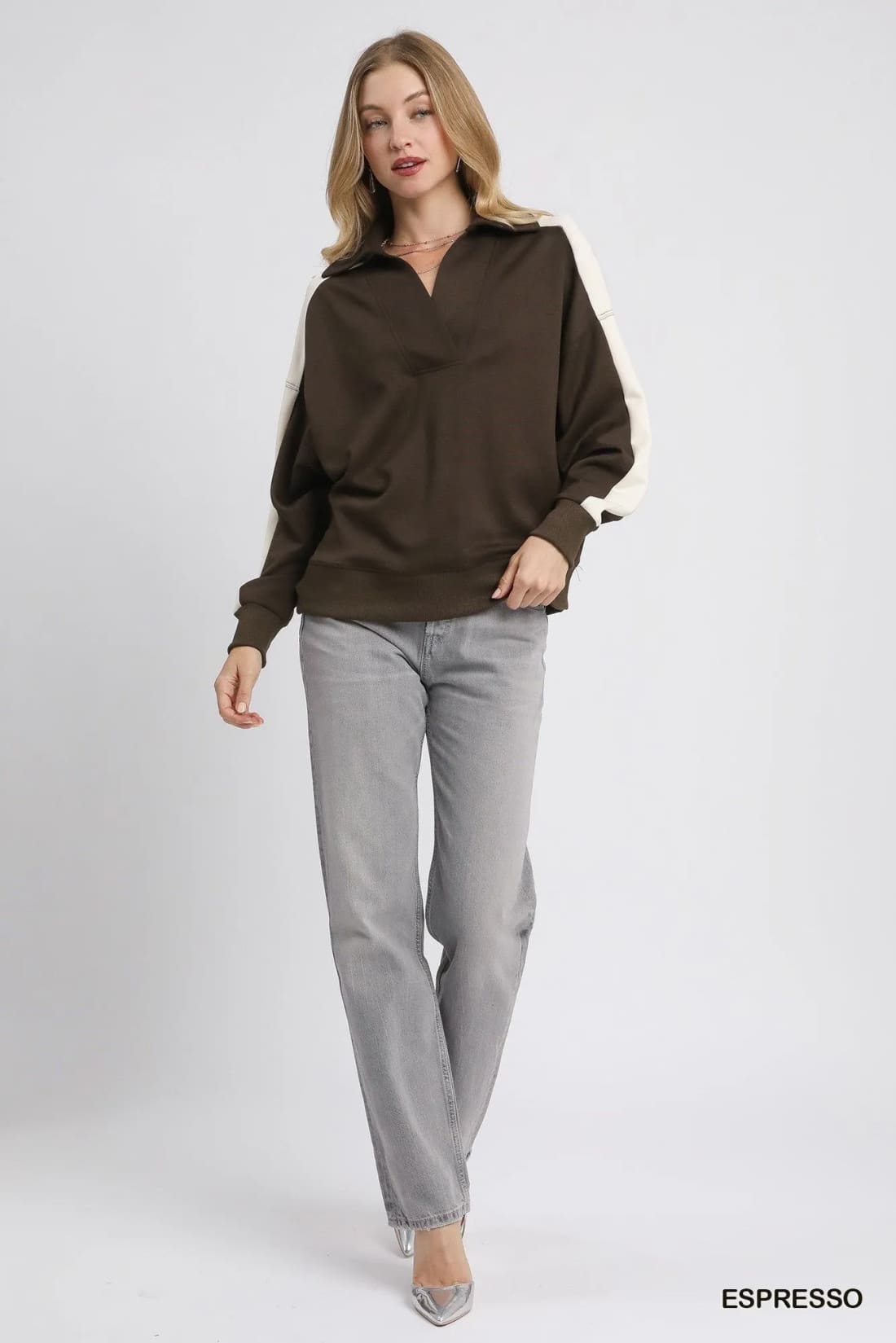 Color Block Polo Sweatshirt