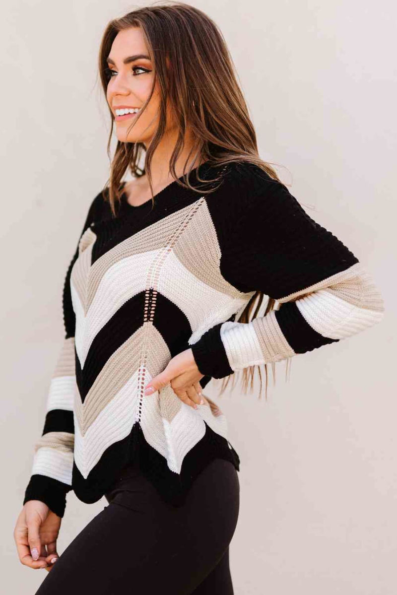Color Block Rib-Knit Sweater | Sweaters & Cardigans