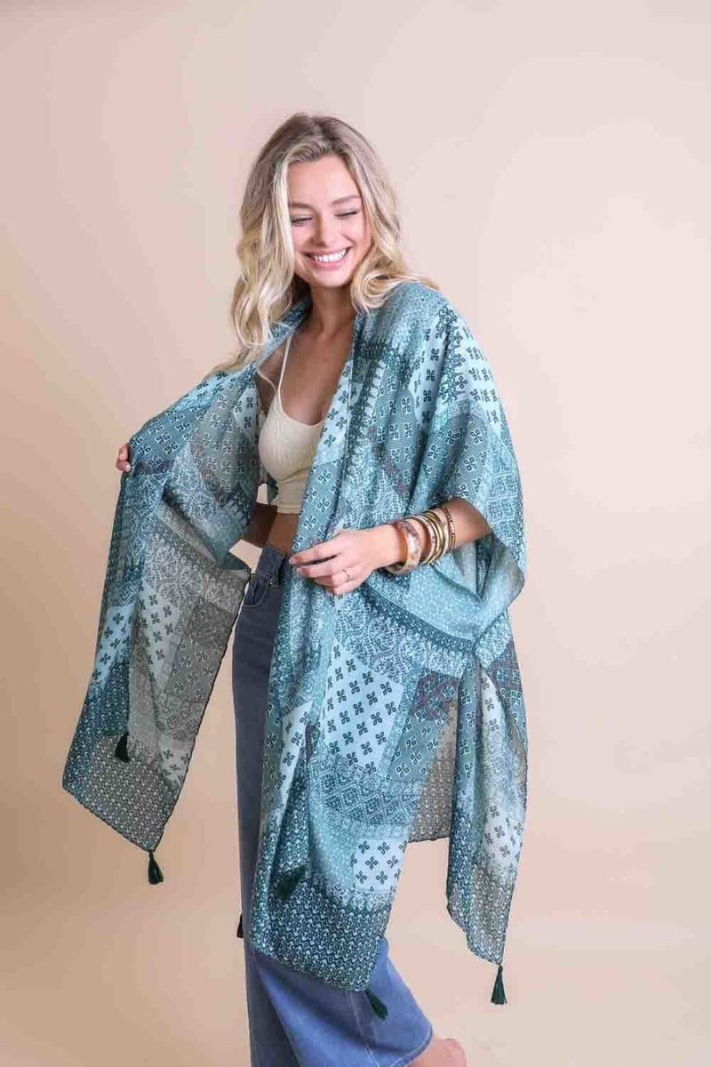 Color Graded Patchwork Kimono | Ponchos