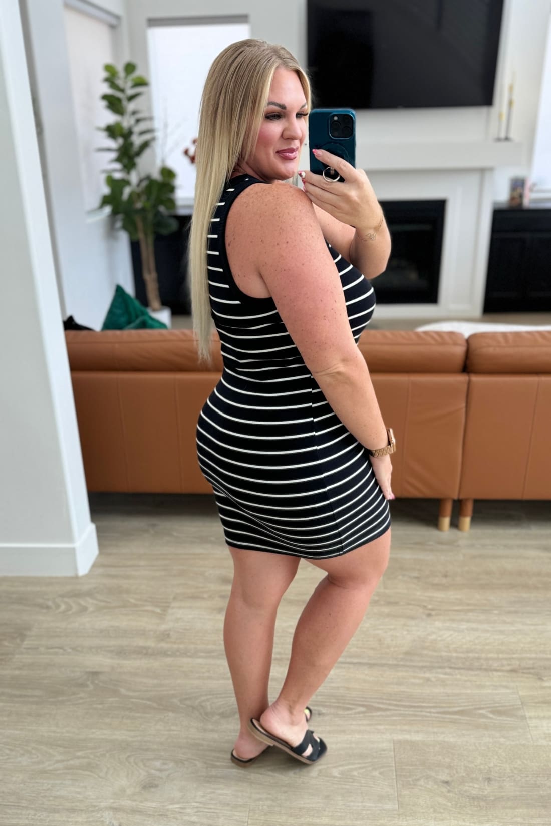 Coming Around Ribbed Striped Dress | Mini Dresses