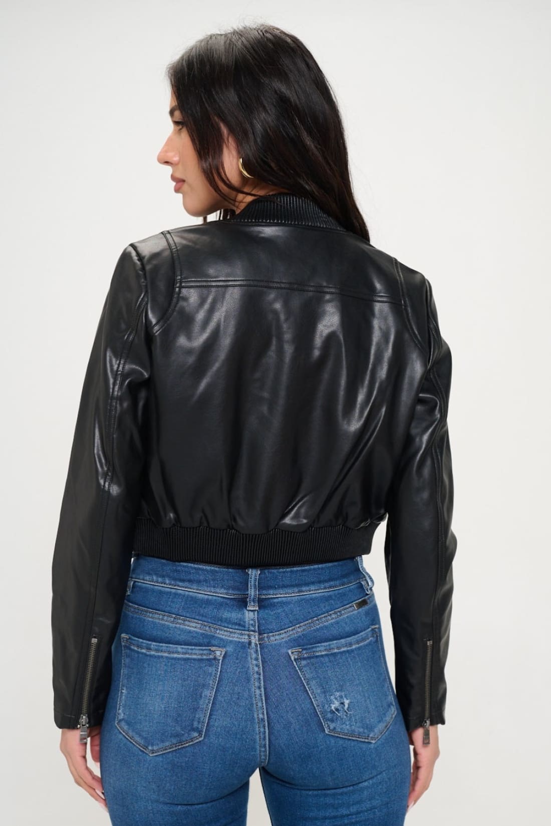 Cropped Bomber Jacket in Vegan Leather | Jackets & Coats