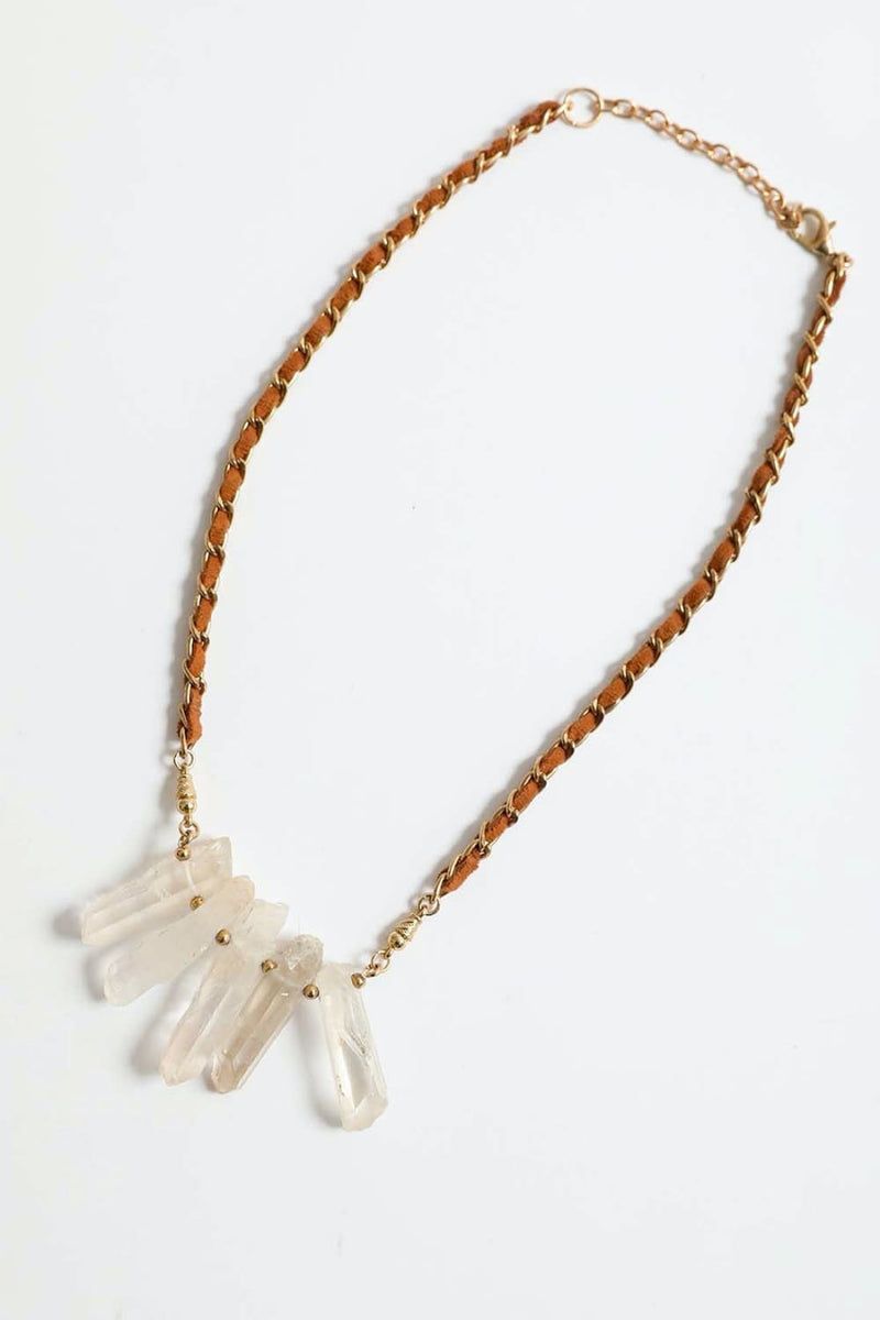 Crystal Drop Suede Necklace | Necklace