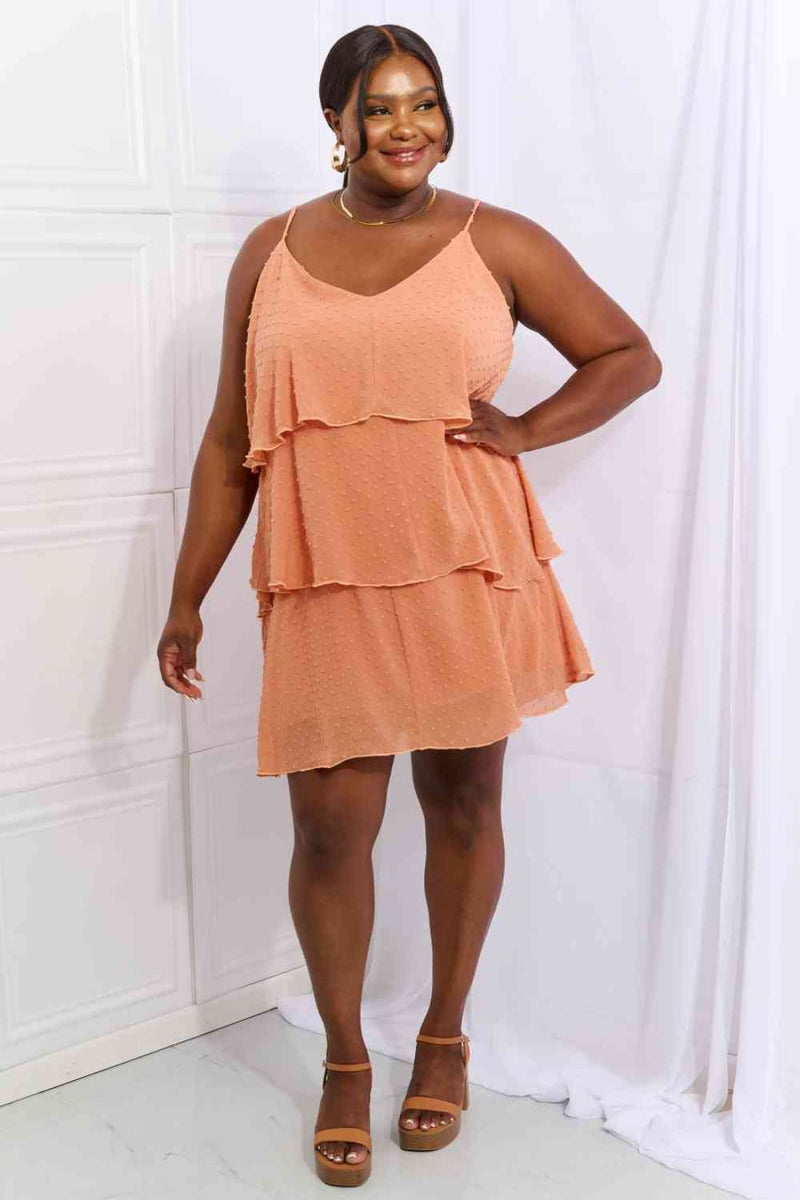 Culture Code By The River Full Size Cascade Ruffle Style Cami Dress in Sherbet | Mini Dresses