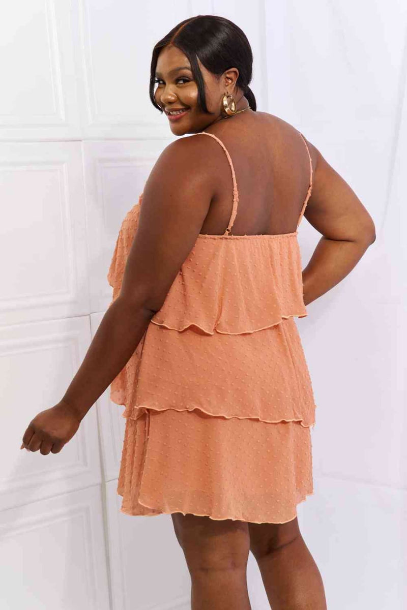 Culture Code By The River Full Size Cascade Ruffle Style Cami Dress in Sherbet | Mini Dresses