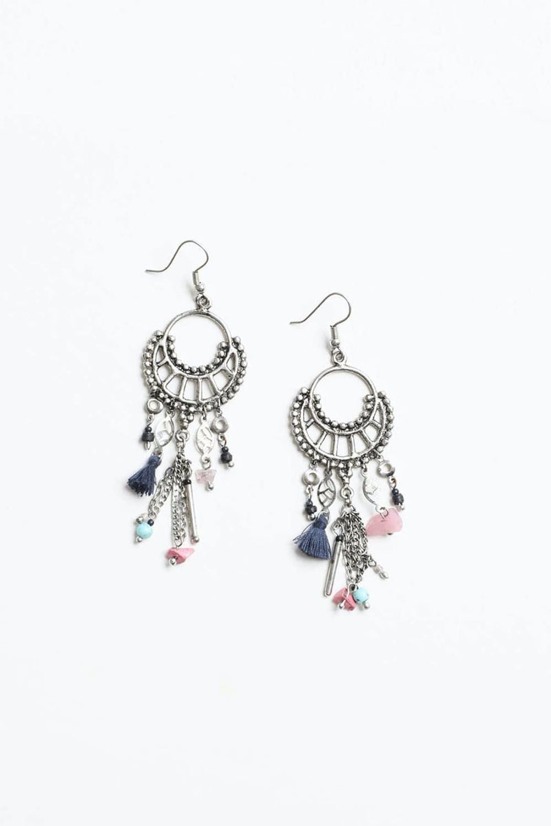 Dangling Rose Quartz & Fringe Earrings | Jewelry