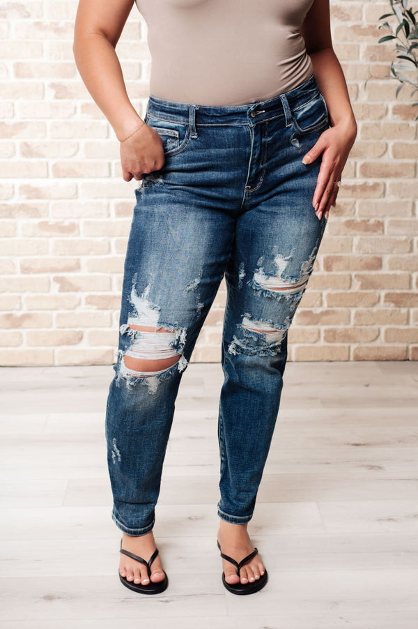 Danny Mid Rise Cuffed Destroyed Boyfriend Jeans | Women’s Jeans