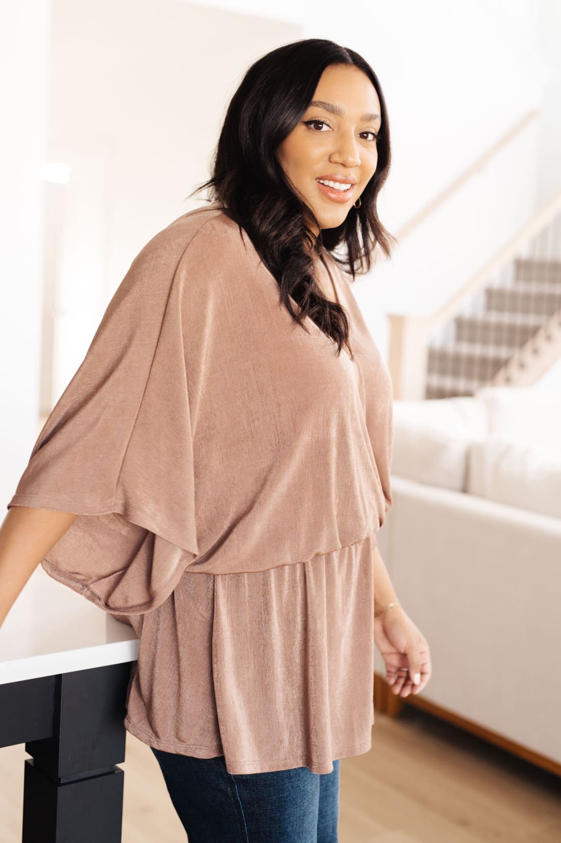 Dazzlingly Draped V-Neck Peplum Blouse | Blouses & Shirts