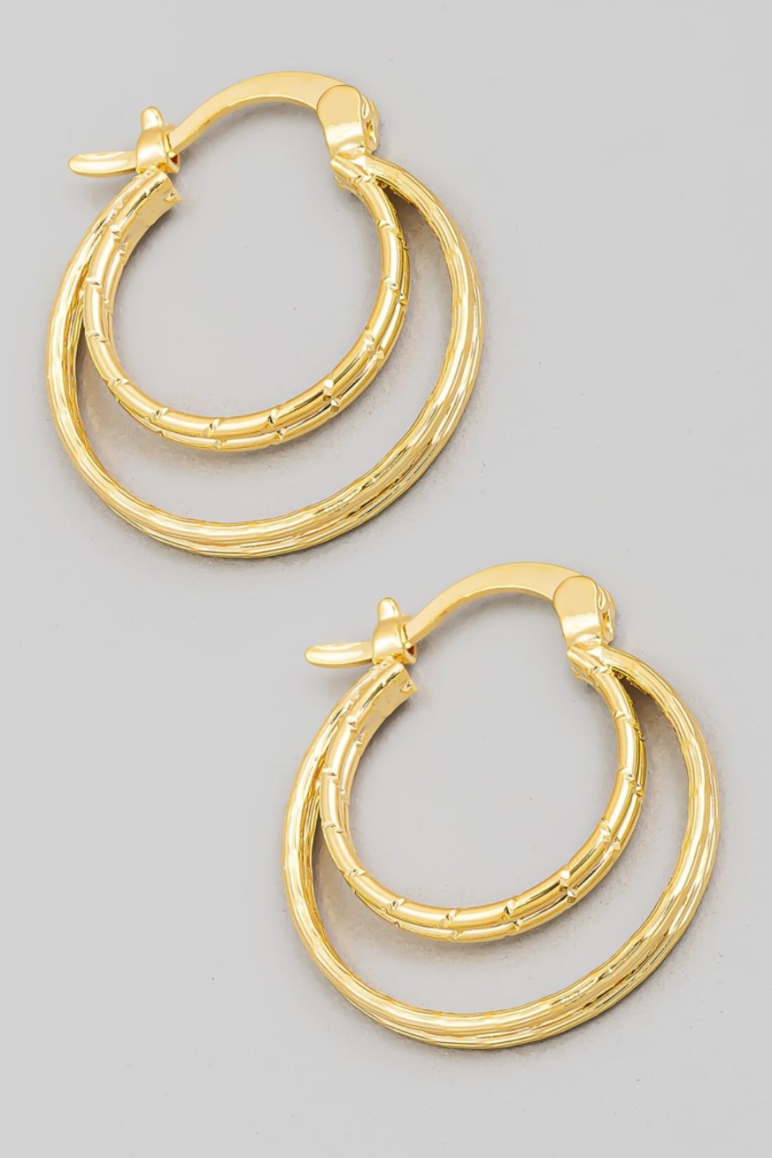 Gold Tone Double Hoop Earrings | earrings