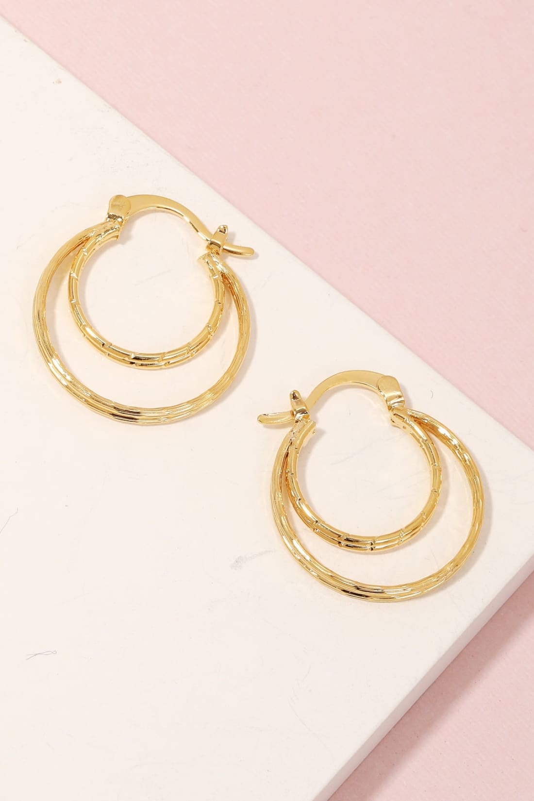 Gold Tone Double Hoop Earrings | earrings