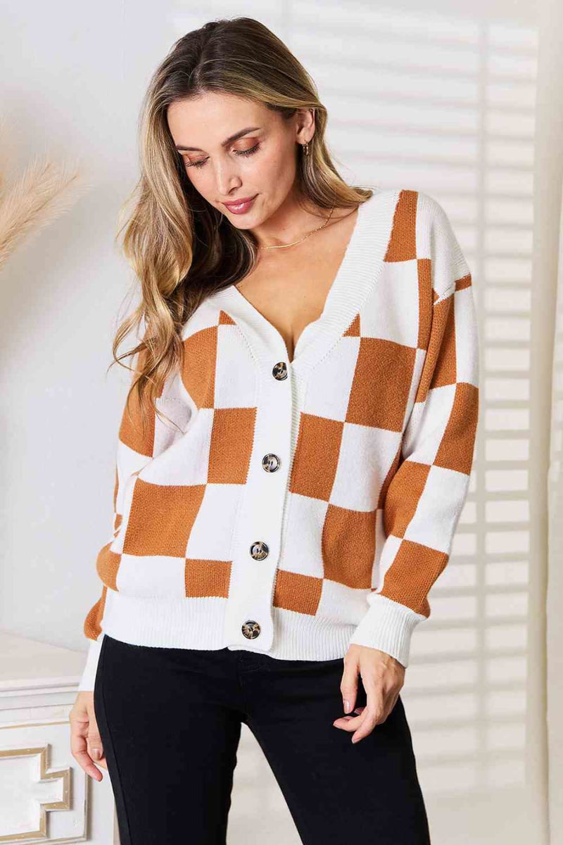 Double Take Button - Up V - Neck Dropped Shoulder Cardigan