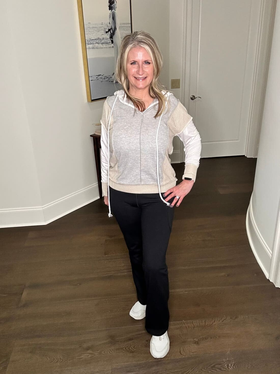 Double Take Color Block Exposed Seam Drawstring Hoodie