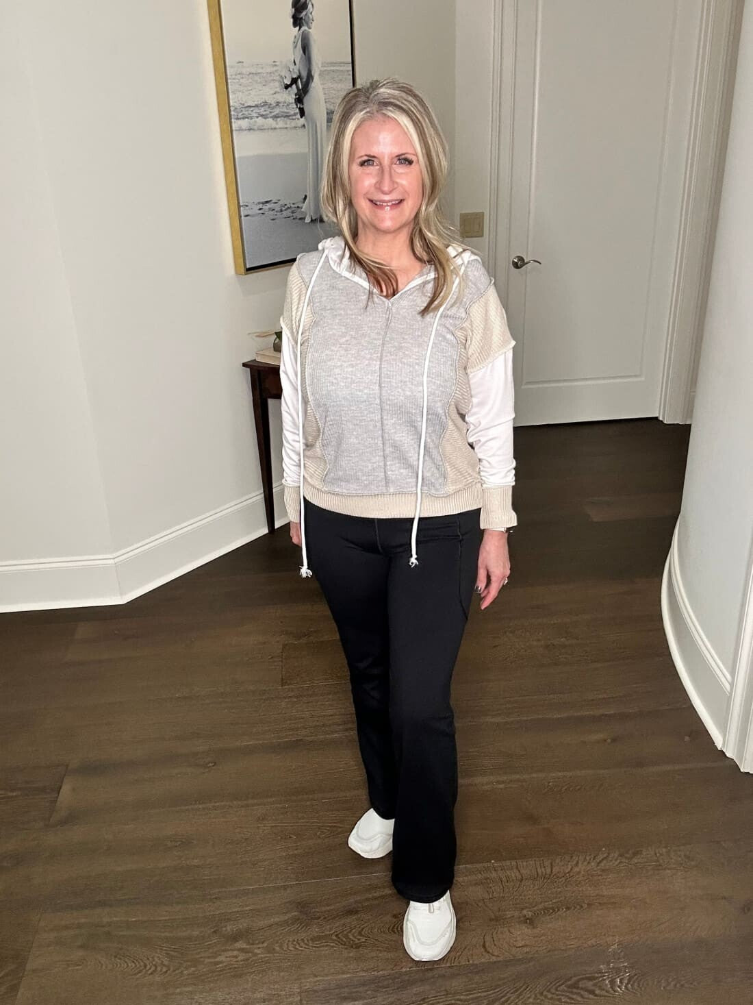 Double Take Color Block Exposed Seam Drawstring Hoodie