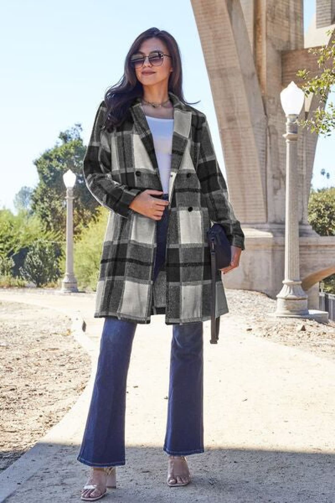 Plaid Button Up Lapel Collar Coat | Jackets & Coats