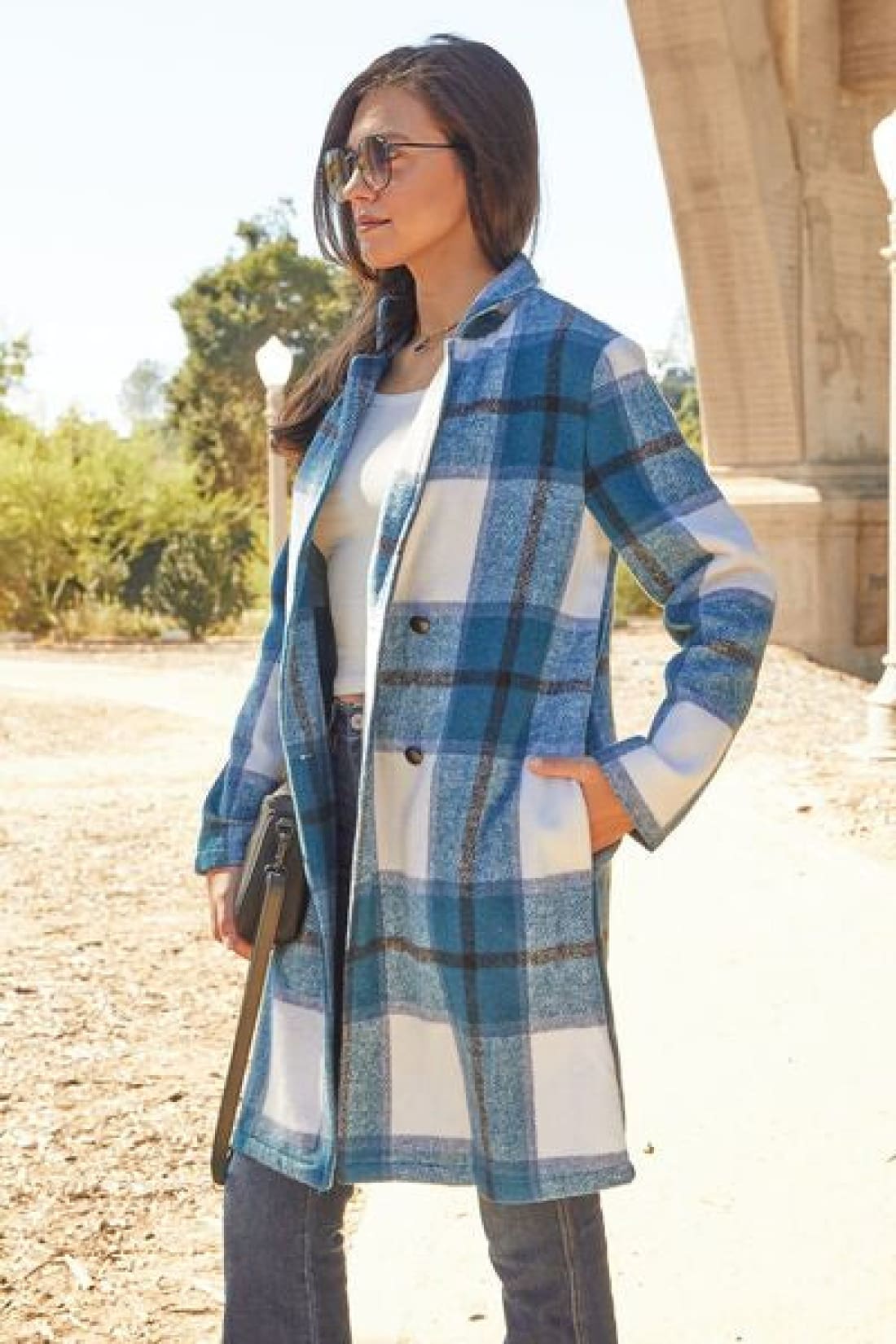 Plaid Button Up Lapel Collar Coat | Jackets & Coats