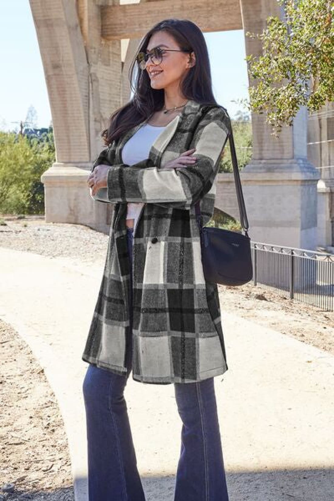 Plaid Button Up Lapel Collar Coat | Jackets & Coats