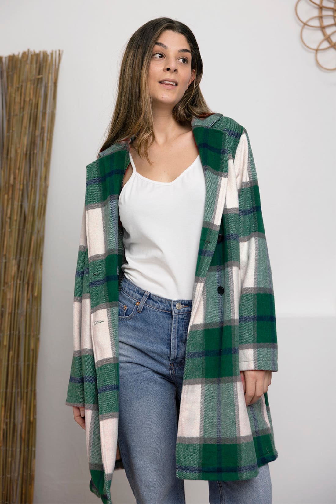 Plaid Button Up Lapel Collar Coat | Jackets & Coats