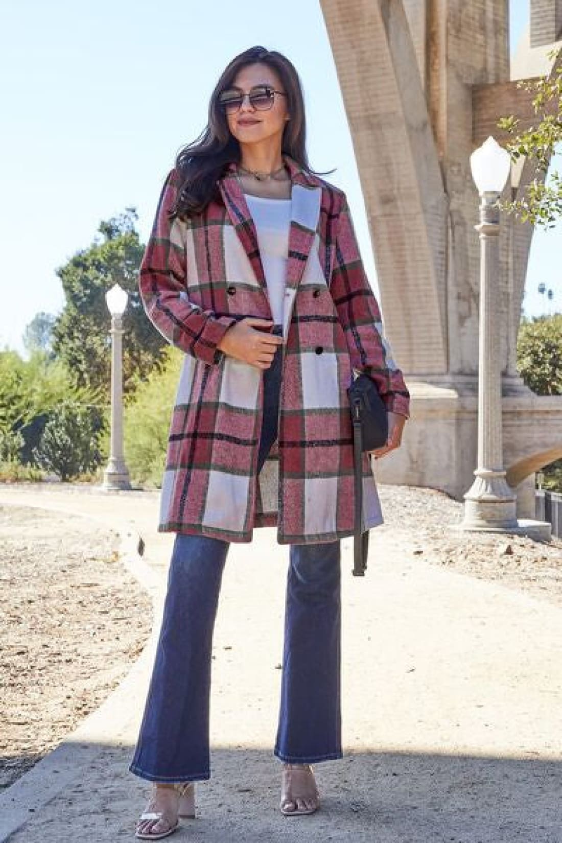 Plaid Button Up Lapel Collar Coat | Jackets & Coats