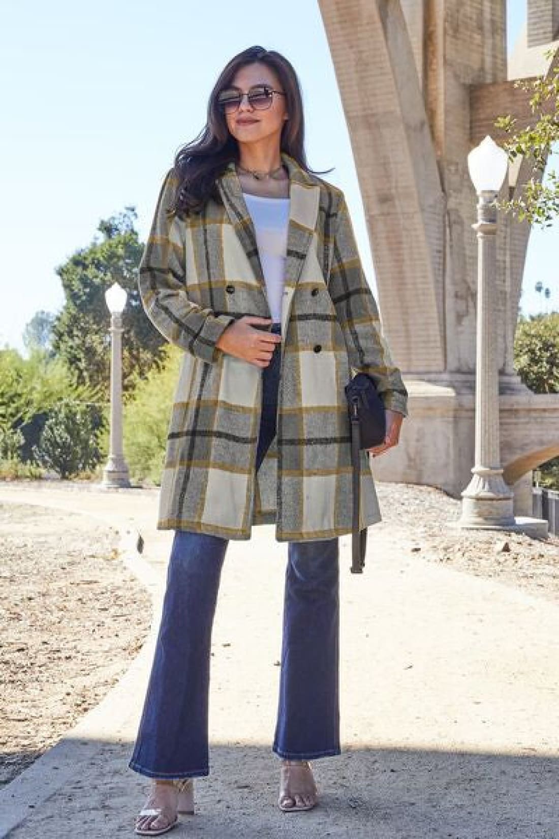 Plaid Button Up Lapel Collar Coat | Jackets & Coats