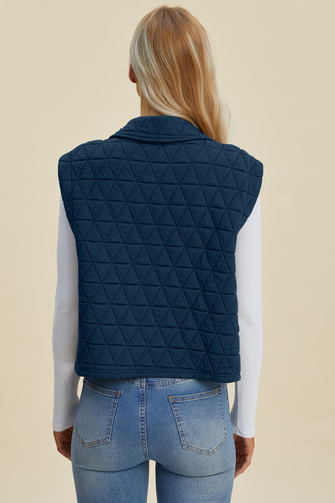 Double Take Full Size Pocketed Texture Snap Down Vest Coat | vest