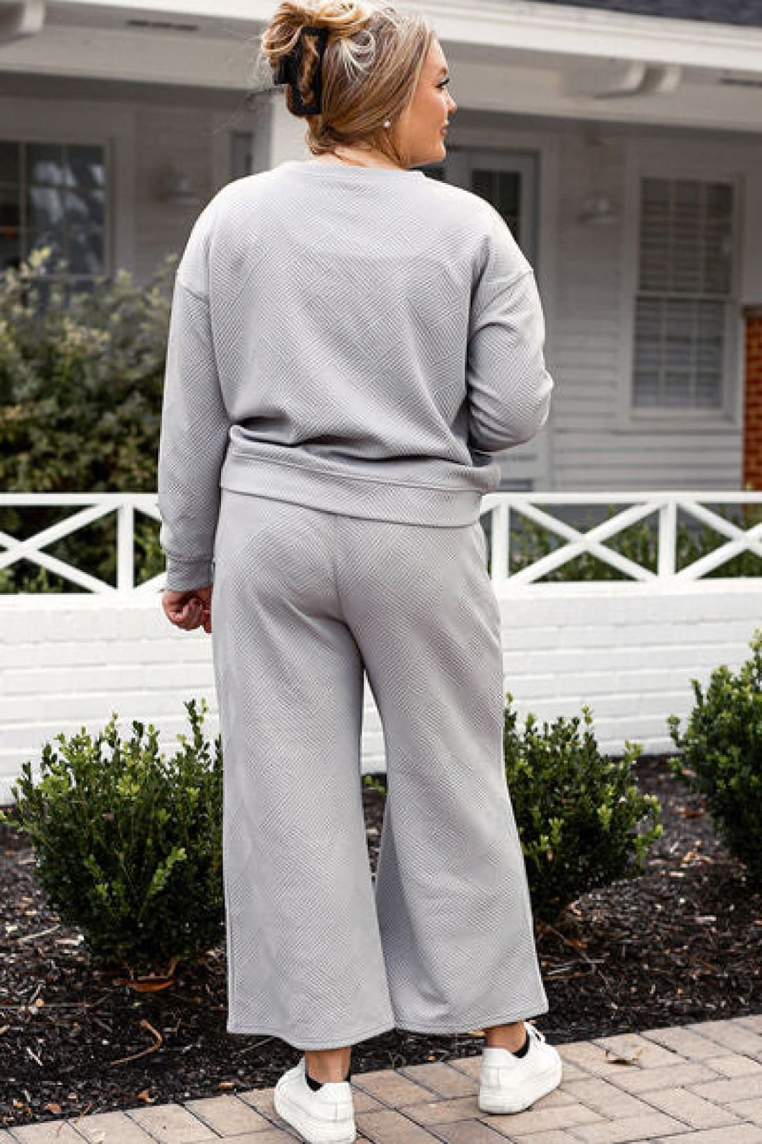 Textured Long Sleeve Top and Drawstring Lounge Pants Set | lounge pants