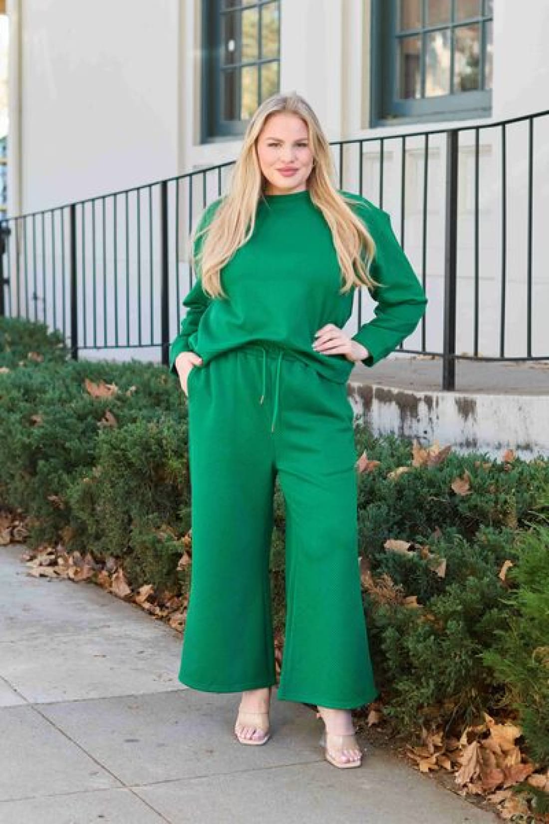 Textured Long Sleeve Top and Drawstring Lounge Pants Set | lounge pants