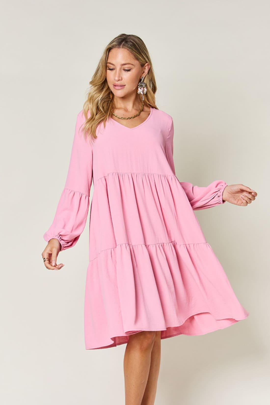 Balloon Sleeve Tiered Dress with Pockets | Women’s Mini Dresses