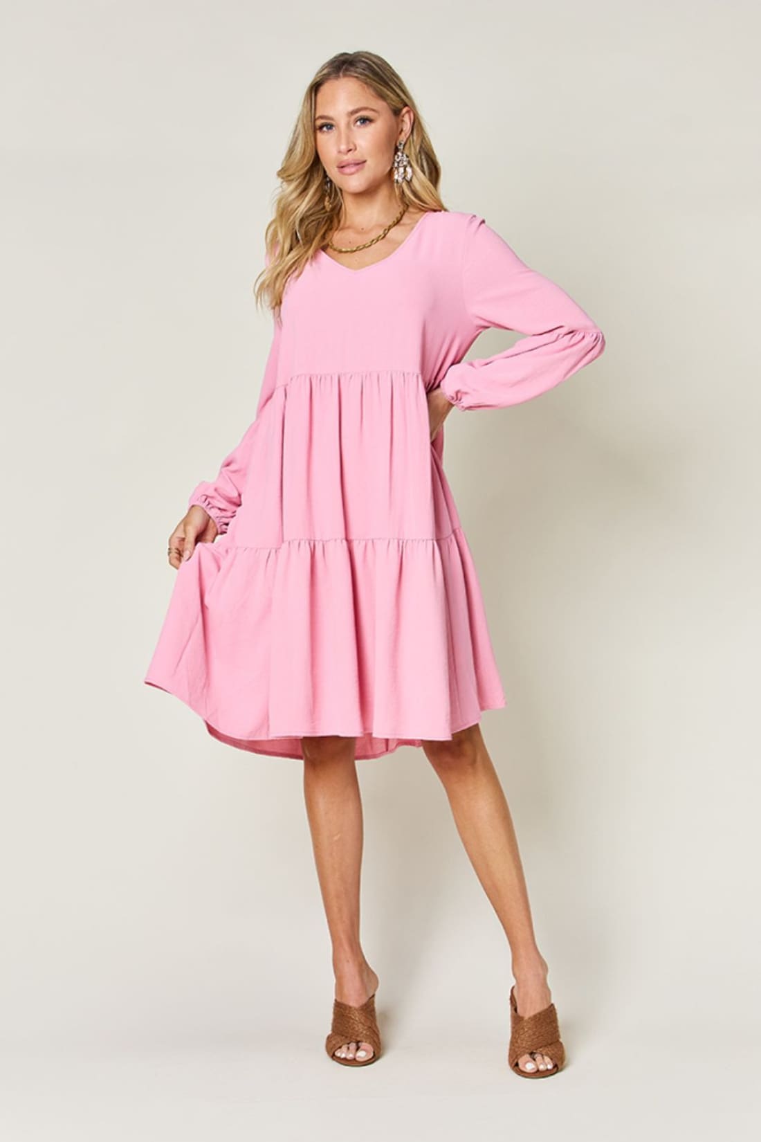 Balloon Sleeve Tiered Dress with Pockets | Women’s Mini Dresses