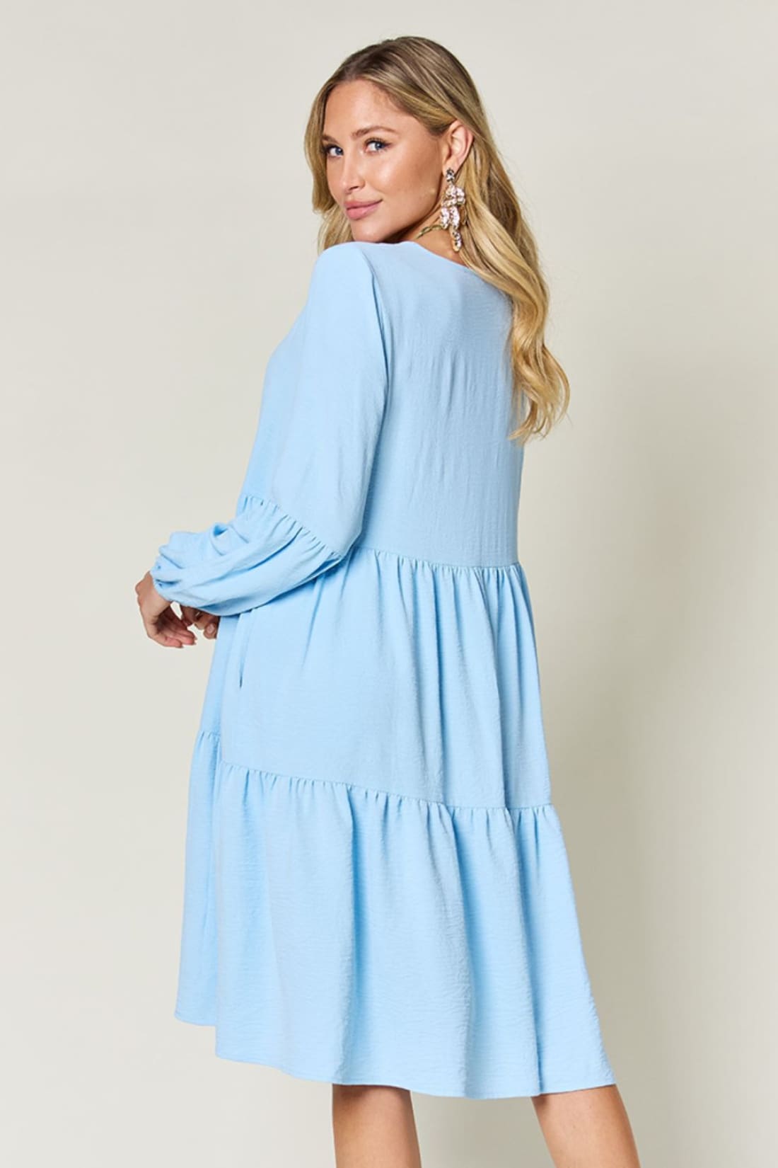 Balloon Sleeve Tiered Dress with Pockets | Women’s Mini Dresses