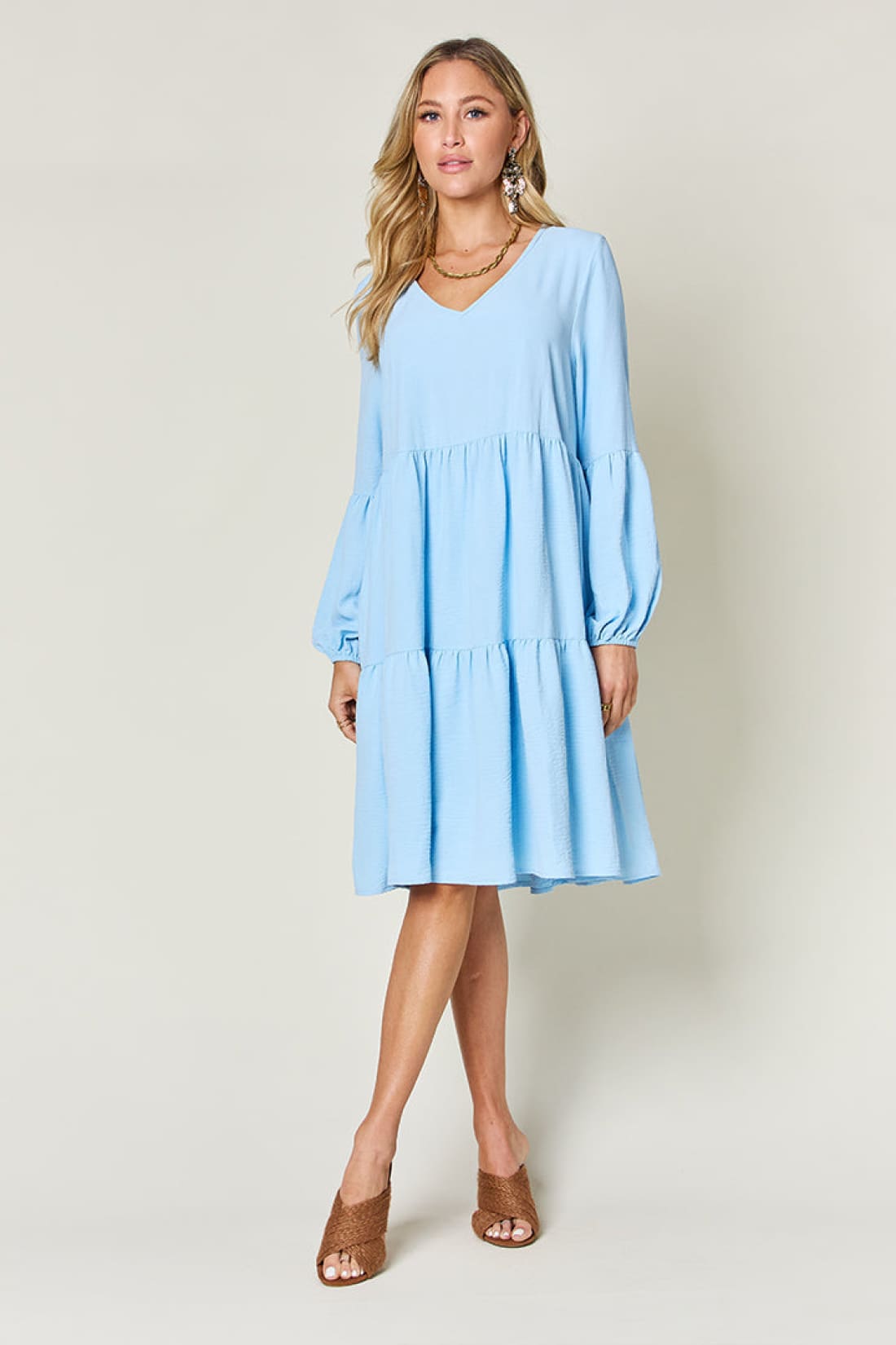 Balloon Sleeve Tiered Dress with Pockets | Women’s Mini Dresses